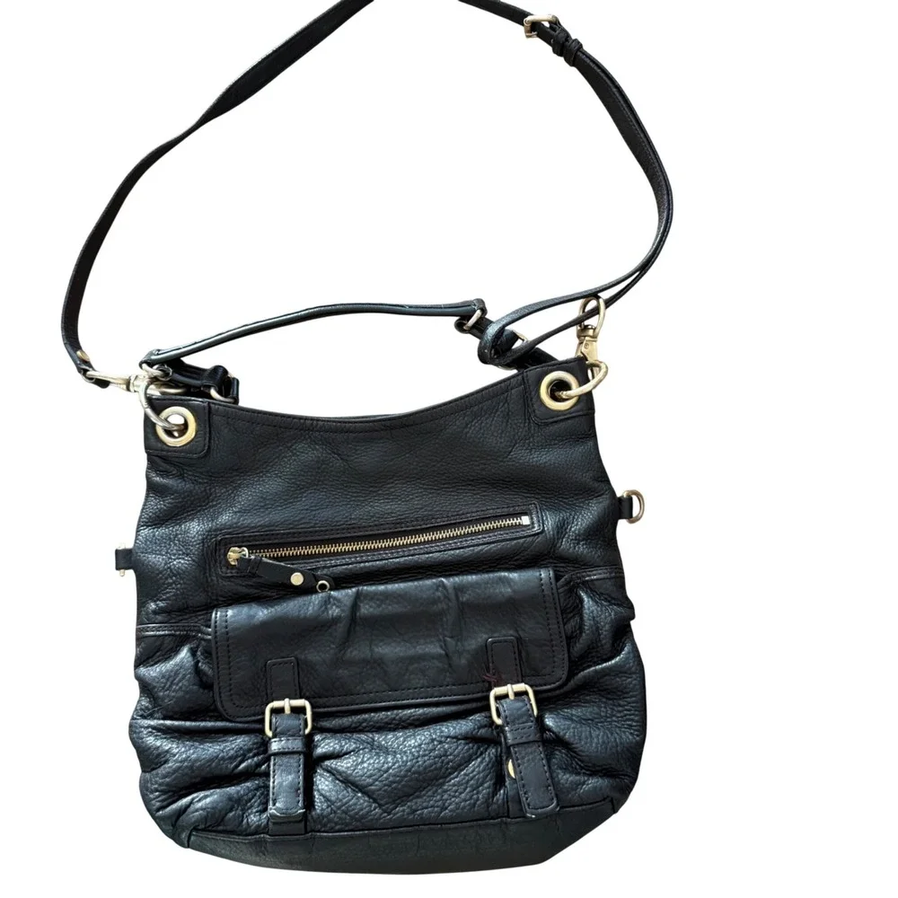 Cole Haan Bailey Convertible Hobo Black Leather Crossbody Shoulder Bag Y2K
